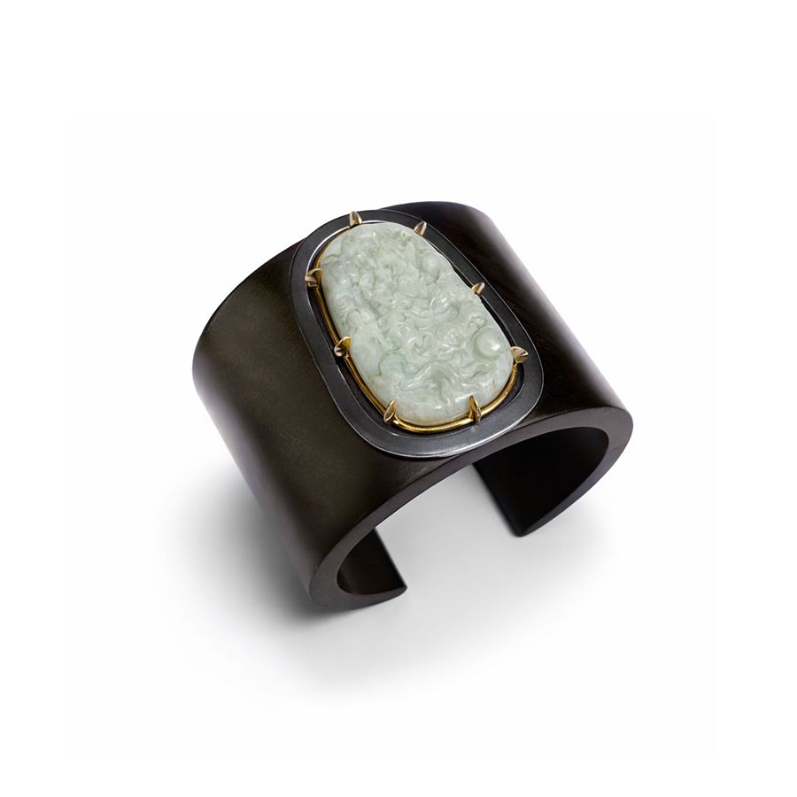 Ebony and jade bracelet with double setting Totem | BR EBAGN-BR